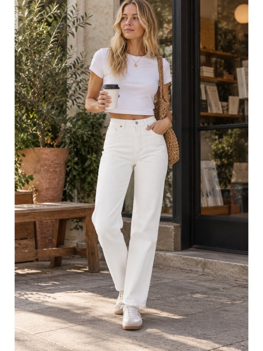 Levi's Ribcage Straight Ankle Jeans White Stretch High Rise Button Fly 26x27 NEW